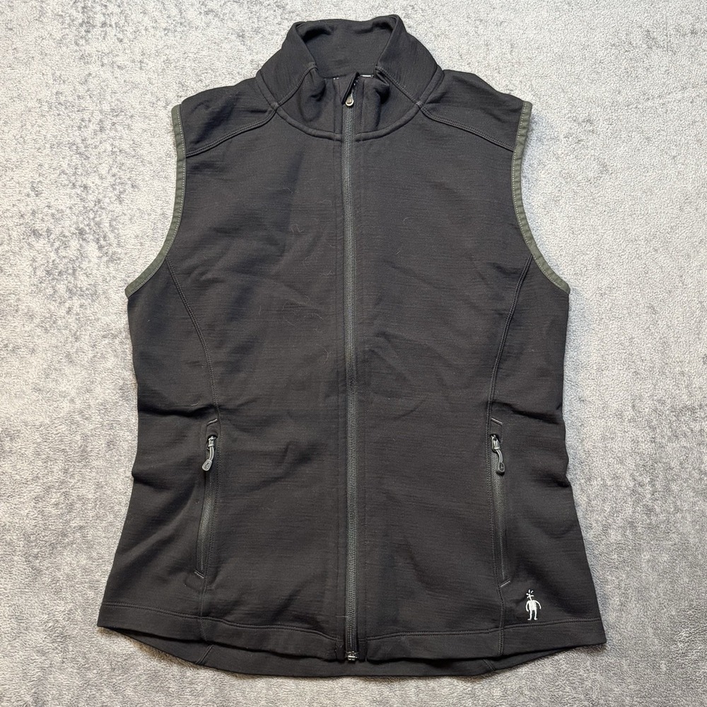 Smartwool Women's PHD Hyfi Black Merino Wool Blend Full Zip Vest Size Small